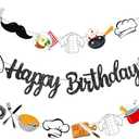 Chef Birthday Party Decoration Cook Party Decoration Cooking Happy Birthday Banner 3pcs Cook Kitchenware Theme Banners for Cooker Masterchef Birthday Party Baby Shower Supplies