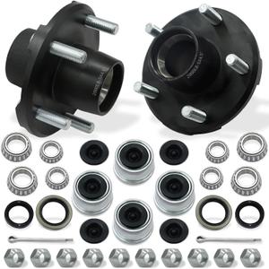 2 Sets 2000lb Trailer Hub Kit 5 Bolt 4.5" Trailer Hubs 5 Lug Fit 1" and 1-1/16" Trailer Straight Spindle Wheel Bearing Kit 5x4.5 Boat Trailer Axle Hub Kit Fit Straight Spindle