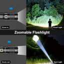 JINIU Rechargeable LED Flashlight, 10 Light Modes, Adjustable Zoomable Flashlight, Super Bright High Lumens, Tactical Flash Light, Hunting Deer, Blood Tracking, Fishing Essentials Gear (1 Pack) (Black)