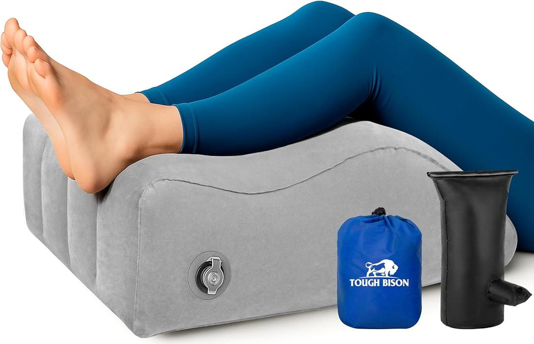 Inflatable Leg Elevation Wedge Pillow for Sleeping, Post Surgery Recovery, Swelling Relief, Blood Circulation Foot Rest Cushion, Injury Leg Support, Leg Wedge Pillow for Bed & Travel