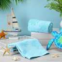 SmoothNovelty 2pcs Sea Turtle Hand Towels for Bathroom 100% Cotton Jacquard Weave Bath Towel Set Soft Absorbent Dish Washcloth for Bathroom Kitchen Beach Summer Theme Gifts 13.8 x 29.5 Inch (Blue)