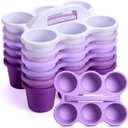 Suclain 6 Pcs Classroom Caddy with Handle Plastic Caddy Organizer with 6 Compartments Drink Cup Caddies Holder Portable Desk Crayon Storage Basket Pin for Teacher Kids Office School(Purple)