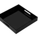 KEVLANG Glossy Black Acrylic Serving Tray - 14x14Inch, Multipurpose, Sturdy, Modern Style, Spill Proof, Countertop Organizer, Vanity Table Tray