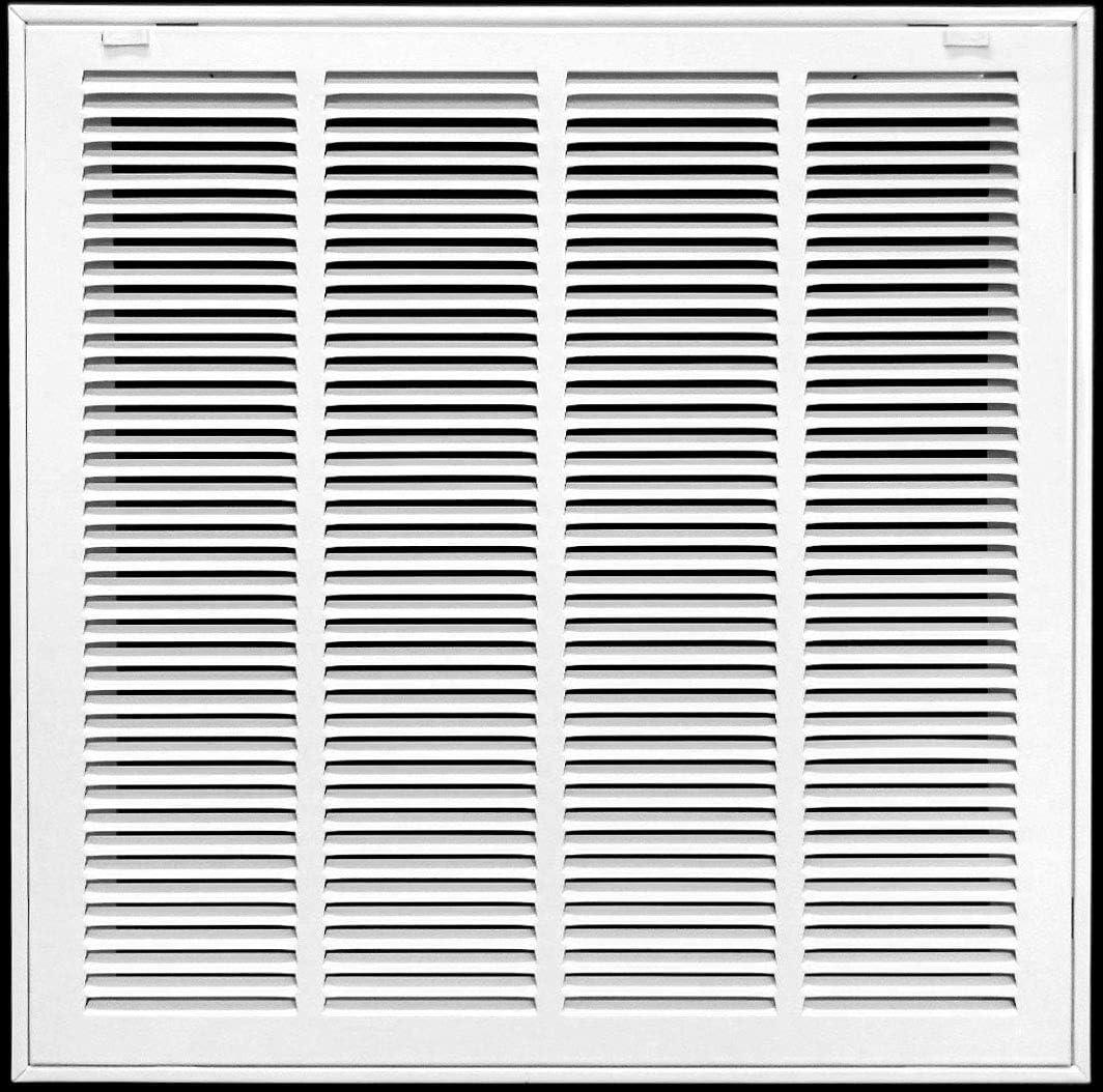 HVAC Premium 20'' X 20'' Steel Return Air Filter Grille for 1'' Filter - Easy Plastic Tabs for Removable Face/Door - HVAC Duct Cover - Flat Stamped Face - White [Outer Dimensions: 22 5/8"w X 22 5/8"h]