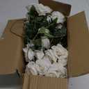 Hananona 50 Pcs Artificial Roses in Bulk, Fake Velvet Silk White Roses Realistic White Roses for Wedding Centerpieces Flower Arrangement Home Decor (50, White)