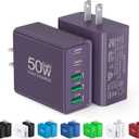 [2-Pack] USB C Wall Charger, 50W Charger Block 5-Port PD Fast Charging Blocks,Multiport 2USB C+3USB A Plug,Type C Power Adapter Brick Cube for iPhone 17/16/15/14/13/Pro,Samsung,for SwitchPurple