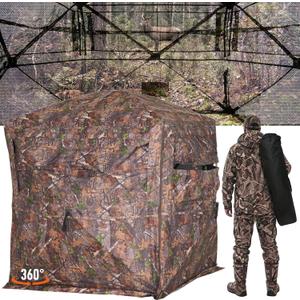 Hunting Blind 360 See Through, Pop Up Ground Blind, Deer Hunting Blind, 2-3 person
