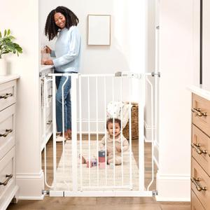 Regalo Safety 36" Extra Tall Baby Gate for Doorways & Bottom of Stairs, Pressure Mounted Walk Through Gate for Babies, Toddlers & Pets, Tested & Safe for 30 Years, American Designed, American Owned (White)