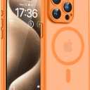 TOCOL Magnetic for iPhone 15 Pro Case, Upgraded Full Camera Protection, Compatible with Magsafe, Drop Protection, Translucent Matte Back Phone Cover 6.1 inch (Orange)