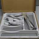 49-Piece Stainless Steel Silverware Set with Cutlery Organizer, Service for 8 with Steak Knives and Kitchen Utensils (White)