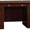 Sauder Palladia Office Desk with Drawers, Executive Desk with File Cabinet Storage, Cable Management, Keyboard Tray, in Select Cherry Finish