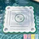 Floating Mahjong Table for Pool, 2-in-1 Double-Sided Pool Mahjong Mat & Card Game Table, 31.5 x 31.5 in Thick EVA Foam Floating Game Board with 4 Waterproof Shuffle Cards for Hot Tub, Lake, Pool Party, 32 inches x 32 inches x 2 inches