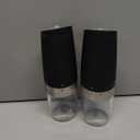 XinXu Gravity Electric Pepper and Salt Grinder Set, Adjustable Coarseness, Battery Powered with LED Light, One Hand Automatic Operation, Black -2 Pack