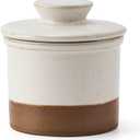 XELA Ceramic Butter Crock, The Original Reactive Two-Colour Glaze, Butter Dish With Water Line for Spreadable Fresh Butter - Latte