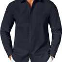 COOFANDY Men's Button Down Long Sleeve Shirt Casual Untucked Dress Shirt Regular Fit Wedding Shirts