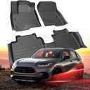 Carbon Fiber Floor Mats for Honda HR-V HRV 2023 2024 2025, All Weather Protection TPE Car Mats Custom Car Liners Accessories, Front & 2nd Row Floor Liners Set, Black