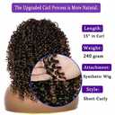 YEAME Curly Wigs for Black Women - Curly Afro Wig with Bangs Ombre Brown Mixed Color Synthetic Heat Resistant Full Wigs with 1 Wig Comb and 4pcs Wig Caps