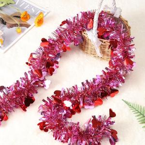 Valentines Day Decorations 100 Feet Valentine Tree Garland Pink Red Heart Metallic Twisted Hanging Stramer for Valentine's Day Wedding Decoration Party Supply (Pink)