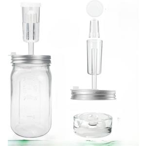 ROTESONNE 64oz Fermentation Jar Kit with Fermenting Weights and Airlock Lids, Wide Mouth Glass Jars with Scale Mark for Making and Storing Sauerkraut, Pickles (Pack of 1)