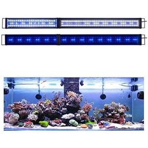 KZKR LED Aquarium Light 60-72 Inch Foldable Adjustable Fish Tank Light Hood Lamp for Freshwater Saltwater Marine Blue and White Decorations Light 5-6ft 150cm - 180cm