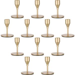 Gold Taper Candle Holders for Candlestick: Candeldo Christmas Candles Holder Bulk Table Centerpiece Set of 12 Metal Candles Stand Wedding Decor
