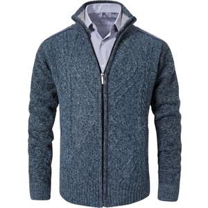 VtuAOL Men's Cardigan Sweaters Casual Full Zip Sweaters Knitted Cardigan with Pockets (Blue)