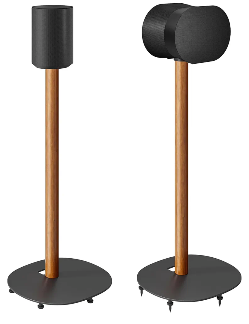 Speaker Stands Pair for SONOS Era 100 and Era 300,11LBS Capacity,30.6" Fixed Height Floor Stand with Cable Management,Large Base with Two Feet Avaliable,Wooden Speaker Mount,Black