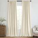MIULEE 100% Blackout Curtains 90 Inch Long 2 Panels for Bedroom, Thick Black Out Curtain Room Darkening Back Tab Pleat Floor to Ceiling Window Drapes with Hooks for Living Room, Light Cream