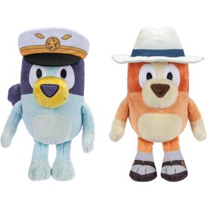 Bluey Plush Stuffed Animals Pack of 2, 16-23, Soft, Captain and Holiday Plush Figure Toys, Cuddly Stuffed Animals for Kids Ages 3+