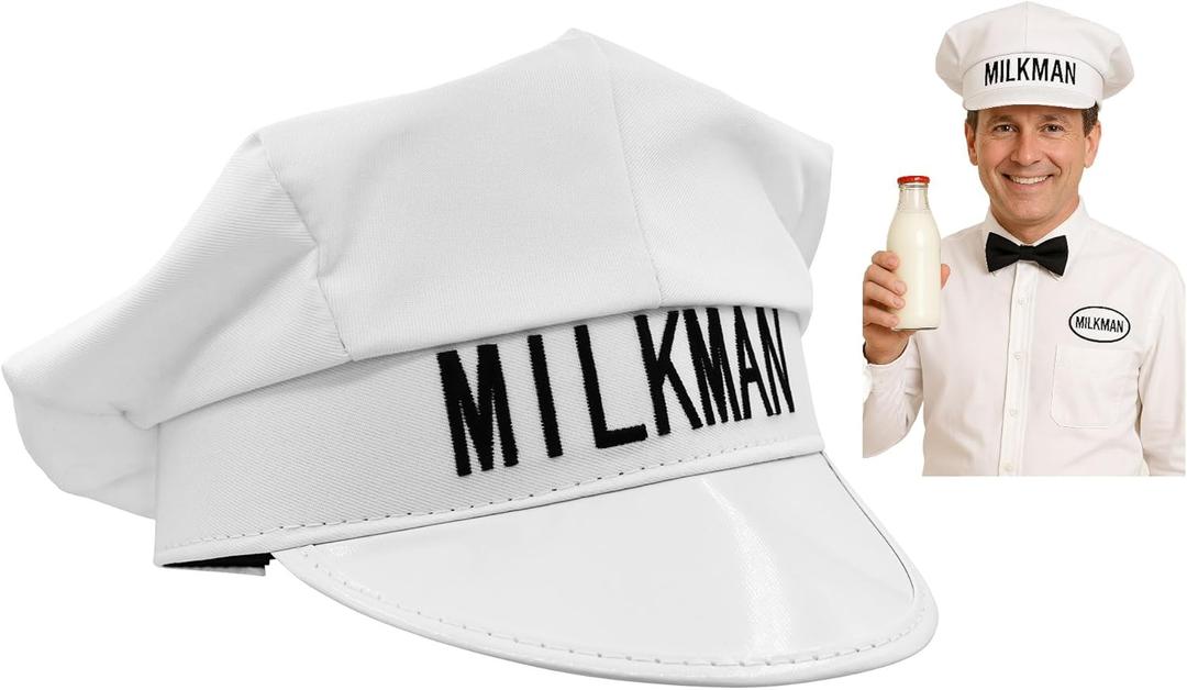 Nicky Bigs Novelties Morph Milkman Hat, Milk Man Hat, Milkman Hats, Milkmans Costume For Men, Milk Man Costume Accessories, One Size