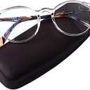 DOOViC Italy Design Fashion Reading Glasses for Women Men Stylish Clear Frames Readers with Case +3.00 Strength