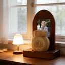 Small Urn for Human Ashes with Memorial Picture Frame Hold a 3’’ Photo Tree of Life Wooden Keepsake Urns for Mini urn with Picture for Dad/Mom Memorial Little Urns for Sharing Adult Ashes