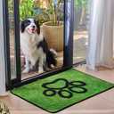 Qeils Dog Door Mat for Muddy Paws - Super Absorbent Microfiber Entryway Rug, Quick Dry Machine Washable Indoor Outdoor Mats, Non-Slip Dirt Trapper Pet Mats (Green 30"x20")