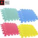 3 x Interlocking Floor Mats - 8-Piece Nontoxic Exercise Mat or Play Mat for Toddlers, Babies or Kids - Foam Padding for Home Gym by Stalwart (Multicolor)
