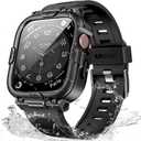 Mosonio Sport Rugged Case with Band for Apple Watch Band  45mm  Light TPU Bands with Cover and Screen Protectors for Men, Waterproof Strap for iwatch (Series 9/8/7)