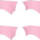 BRILLMAX 4 Pack Pink Fitted Spandex Table Covers - 6ft Stretch Tablecloths for 6 Foot Rectangle Cloths Rectangular Bulk Linen Fabric Elastic for Wedding Reception Banquet Birthday Party