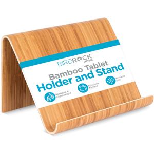 Sofia + Sam Bamboo Tablet Holder and Stand - Natural Wood - E-Readers, Smartphones - Kitchen Tabletop Organizer - Portable Stand for Books, Cookbooks, and Devices