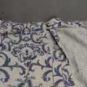 jinchan Linen Tie Up Valance for Flax Floral Drapes Vintage Farmhouse Medallion Window Treatments Light Filtering Curtain for Living Room Laundry Cafe Rod Pocket 1 Panel 45 Inch Slate Blue