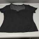 Beluring Women Mesh Shirts Going Out Tops Sweetheart Neck Short Sleeve Summer Sexy T-Shirt (Medium, Black)