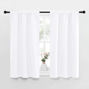 NICETOWN RV Curtains for Camper Windows, White Kitchen Window Drapes, Home Decoration Light Filtering for Small Window (34 Inches Wide by 40 Inches Long, 1 Pair)