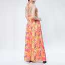 Women's Sexy Backless Halter Sundress - V-Neck High Slit Floral Maxi Dress, Boho Beach Dress for Vacation (L)