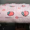 Weighted Blanket 7 pounds Twin Size 41"x 60",Soft Sherpa Fleece Heavy Blanket for Sleeping Perfect for 60-90lbs, Cute Strawberry Pink Weighted Blanket for Bed or Couch