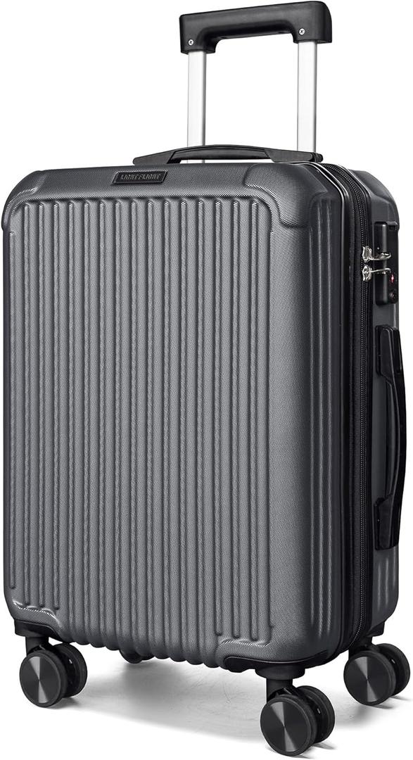 LIGHT FLIGHT Carry On Luggage 22x14x9 Airline Approved, Durable Hard Shell Carry On Suitcases with Wheels, Expandable Hardside Lightweight Travel Luggage with TSA Lock 20 Inch Carry on, Glacier Gray