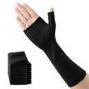 Velpeau Hand Socks for Splint (Pack of 10), Elastic Cotton Stockinette Tubing for Arm, Wrist Brace with Thumb Spica Liner, Gauze Sleeve, Under Cast Wrap, Arm Cover for Men and Women (Black, Firm Version, S), Small