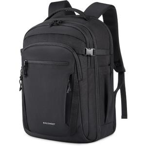BAGSMART Travel Backpack for Men Women, Carry On Backpack Flight Approved TSA Friendly with USB Charging Hole Lightweight Weekender Bag Casual Daypack 17.3 Inch Laptop Business Work Backpack, Black (15.6 Inch)