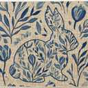 Artoid Mode Rabbit Bunny Flowers Easter Doormat, Home Decor Low-Profile Switch Rug Door Mat Floor Mat for Indoor Outdoor 17x29 Inch (Beige)