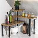 JayRex Countertop Organizer Organization, 3 Tier Moveable Corner Shelf Organizer for Kitchen, Bathroom, Spice Rack, Coffee Area, Over Sink, Dresser Table (Rustic Brown), 26.75 inches x 7.4 inches x 15.2 inches