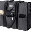 TOPDesign Utility Water Resistant Tote Bag with 13 Pockets, Top Zipper Closure & Thick Bottom Support, for Working Women