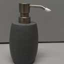Sandstone Textured Resin Soap Dispenser with Metallic Pump and Waterproof Bottle Labels for Bathroom Kitchen Dish Hand Wash Shower Lotion Shampoo, 12 Oz, Gray
