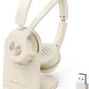 Soothielec Wireless Headset with Mic for Work, Bluetooth Headset with Noise Cancelling Microphone, Headphones with Mic Mute & USB Dongle for PC/Computer/Laptop/Cell Phones/Remote Work/Call Center